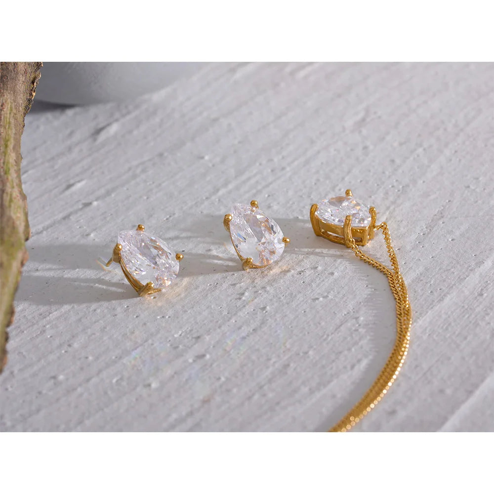 Major Flare Cubic Zirconia Necklace + Earrings Major Flare Cubic Zirconia Necklace + Earrings